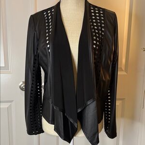 Milor Black Women's Open Front Blazer with Cut-Out Details